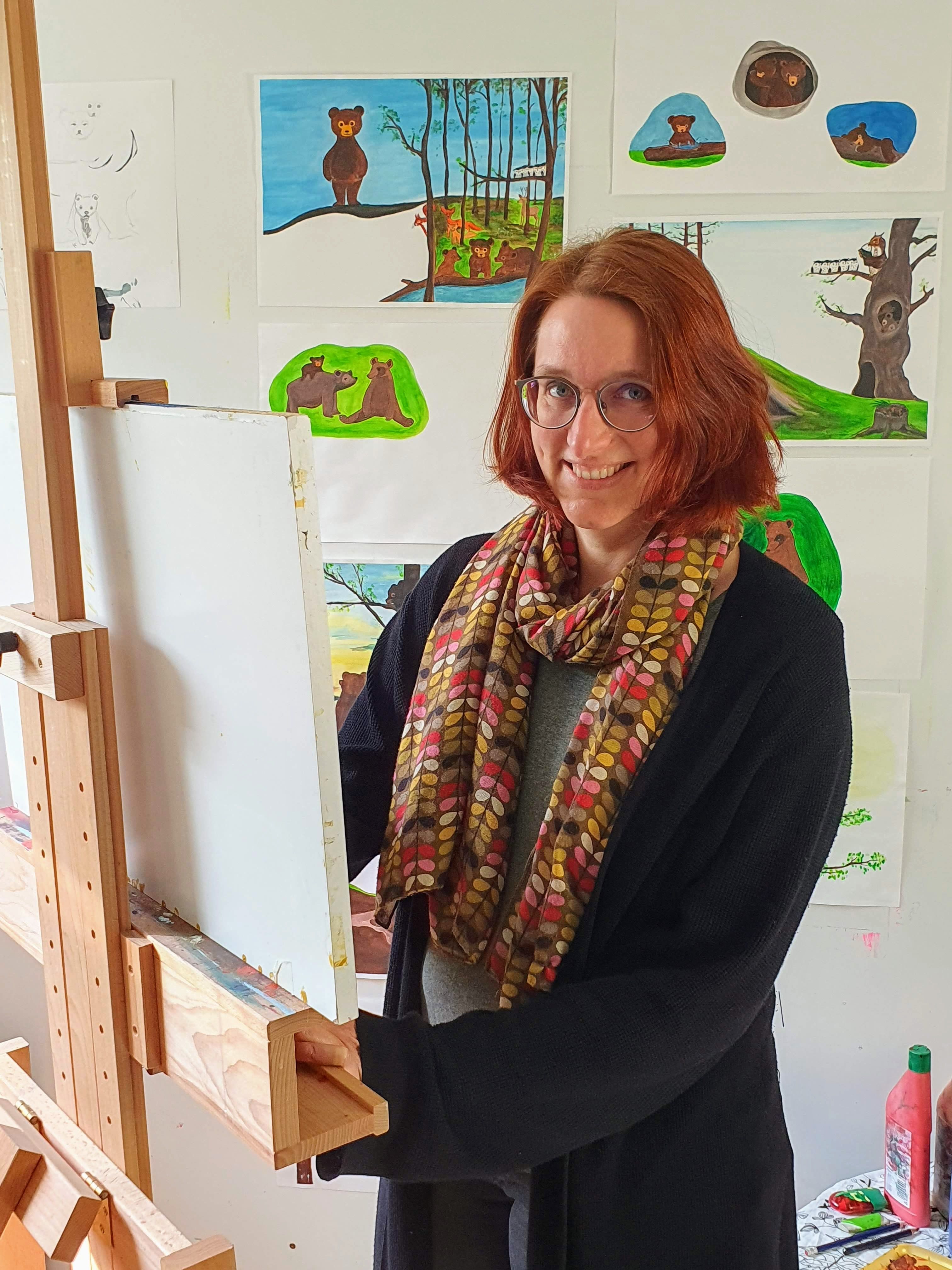 Annette Walter beim  Malen