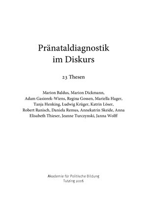 PDF Vorschau Pränataldiagnostik im Diskurs_23 Thesen